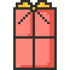 Christmas Pixel Art Icon Set with Santa Claus Snowman and Holiday Decorations