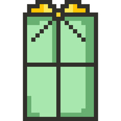 Christmas Pixel Art Icon Set with Santa Claus Snowman and Holiday Decorations