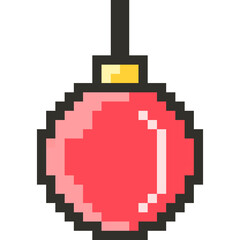 Christmas Pixel Art Icon Set with Santa Claus Snowman and Holiday Decorations