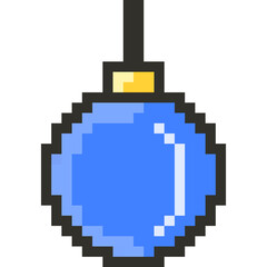 Christmas Pixel Art Icon Set with Santa Claus Snowman and Holiday Decorations