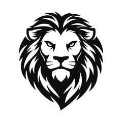 Obraz premium Minimalist Lion Head Black Vector Icon