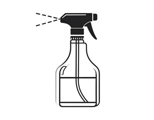 Graphic illustration of a spray bottle with liquid shown inside