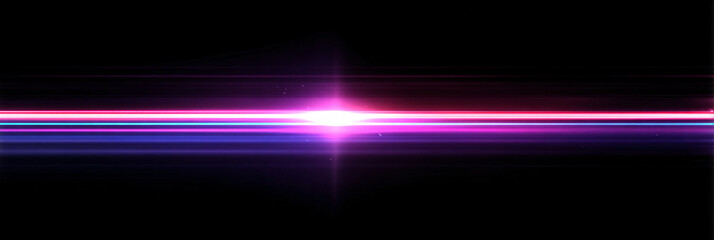 Abstract dark background with neon purple beam. Black background. Speed effect. Light glare. Flash.