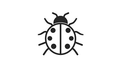 Graphic, stylized, black & white drawing of a ladybug. It is centrally aligned and facing the viewer