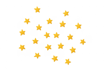 Golden yellow star cookie sprinkles on transparent background