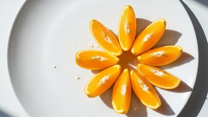 Bright Orange Segments Arranged in a Sunlit Flower Pattern