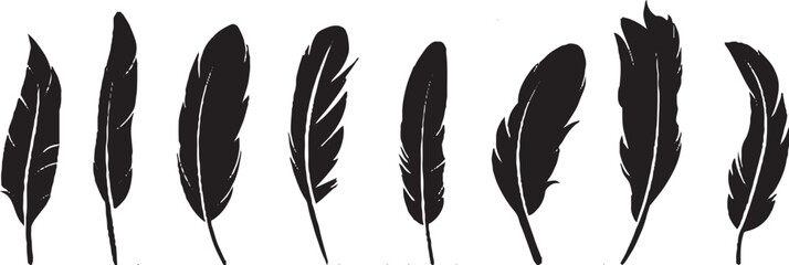 Pen feather icon simple style vector image. Feathers vector set in a flat style. isolated feathers silhouette. © Nasima