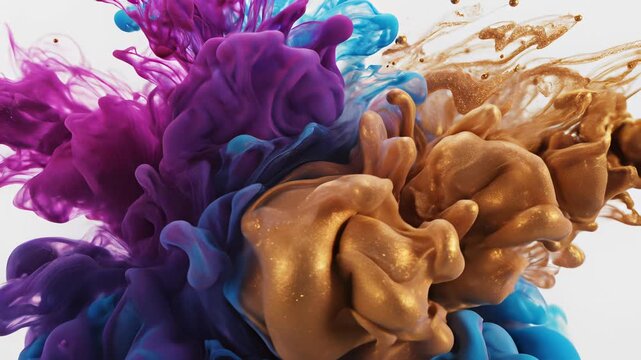 Liquid Mixture Objectification in Ultra High Definition 4K Visualizing the concept of creative fluidity and limitless possibilities as colorful liquids swirl together, capturing the dynamic.