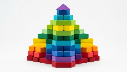 Colorful Wooden Blocks Stacked Into A Vibrant Pyramid Structure