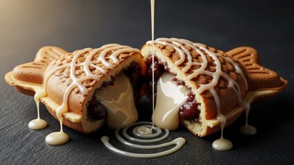 Decadent pastry oozing creamy filling with sweet drizzle