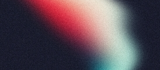 Grainy vibrant banner poster background, dark gradient texture red white blue pink abstract glowing color shape on black backdrop noise texture header design © Enso