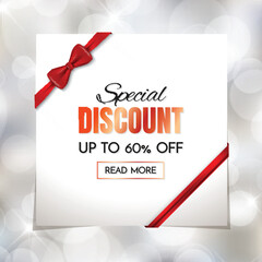 Special Discount Sale Banner with Gift Ribbon