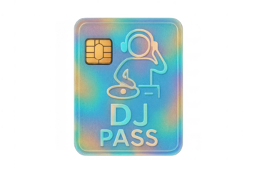 Iridescent dj pass with chip for club access