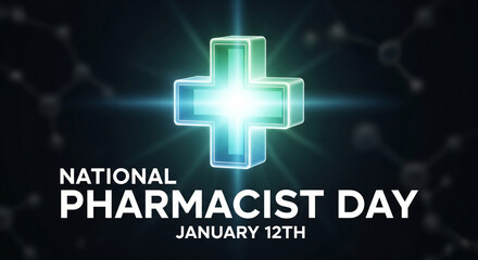 Obraz premium National Pharmacist Day celebration with glowing cross symbol