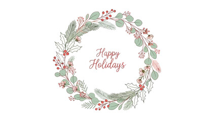 Christmas wreath frame with red ribbon floral decoration vector illustration © arda