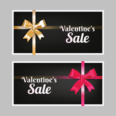 Valentine Sale Promotional Banner with Ribbon Design