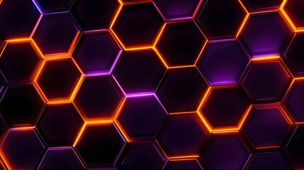 Abstract Hexagon Pattern with Glowing Edges and Dark Background.