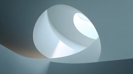 Abstract sphere on a surface with soft lighting and shadows.