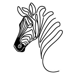 Minimalist one-line zebra portrait silhouette © Breck