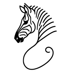Minimalist one-line zebra portrait silhouette © Breck