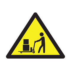 Manual Handling Safety Sign with Pallet Jack Operator Symbol for Warehouse Use - High Quality Vectorial Stock Image