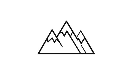 Minimalist black outline illustration of three jagged mountain peaks against a white background
