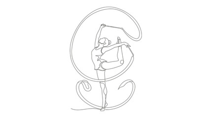 Ballet Dancer Dancing in Swirling Motion Line Art © HiBiscus