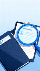 magnifying glass and folder