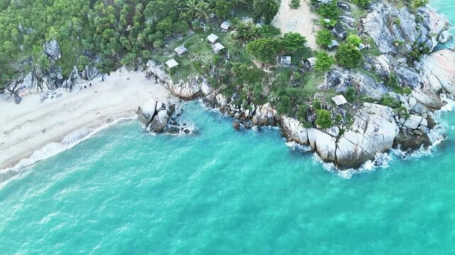 Tropical Paradise Drone View of Turquoise Sea and Coastal Rocks
