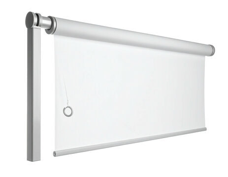 Modern window shade, rendered in 3D, showcasing a clean, minimalist design against a black background