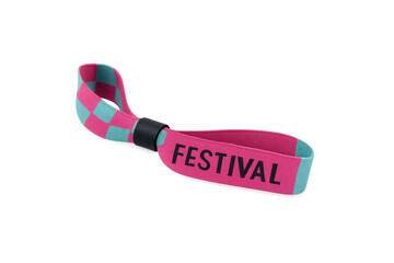 Festival fabric wristband with check pattern on transparent background