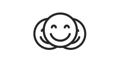 Overlapping simple smiling faces with closed eyes and a small, curved smile