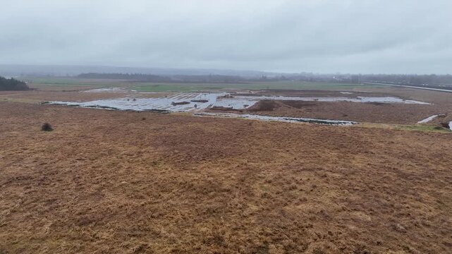 Aerial view of flood water after the Snohomish river rose to elevated levels and caused flooding in farm land. 