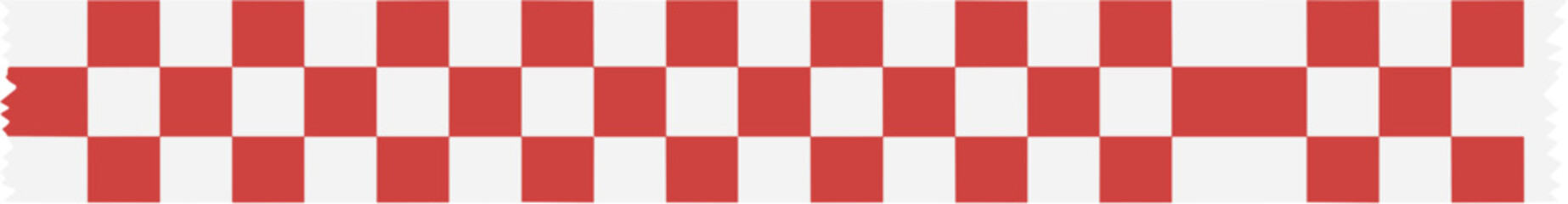 Fototapeta premium Horizontal banner of a classic red and white checkerboard pattern background.