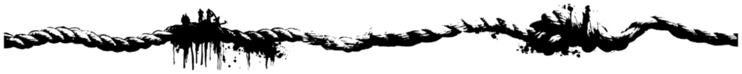 Twisted nautical rope illustration with black ink grunge texture effects © Wuszu