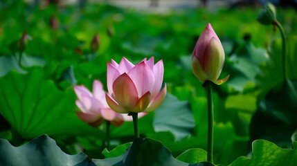lotus blooming in summer
