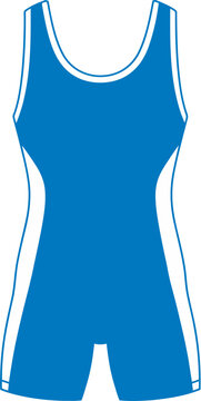 Blue athletic wrestling singlet with white stripes vector illustration.