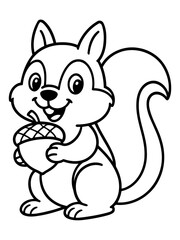 Joyful Squirrel with Acorn: A cheerful squirrel, brimming with delight, clutches a bountiful acorn in its tiny paws, a symbol of nature's hidden treasures and the promise of sustenance.