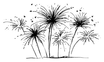 Hand drawn bursting fireworks sparks and explosions for celebration © Celestynka