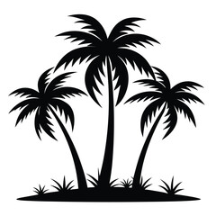 Fototapeta premium Striking Black and White Graphic with Bold Palm Tree Silhouette - Vector EPS
