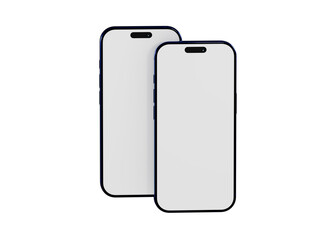 Two modern smartphone mockups isolated on white. Perfect for app design or user interface presentations.  Clean