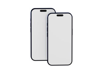 Two modern smartphone mockups isolated on white. Perfect for app design or user interface presentations.  Clean