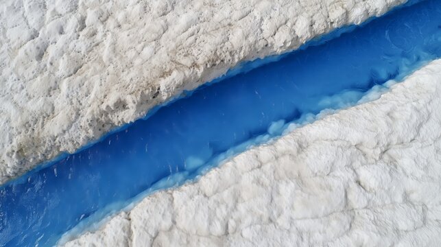 Vista a&eacute;rea de r&iacute;o azul turquesa entre formaciones blancas, Agua azul celeste entre rocas calizas blancas, Fondo abstracto de r&iacute;o turquesa para dise&ntilde;o web, Textura natural de agua azul y piedra blanca