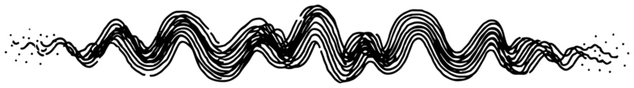 Hand drawn abstract wave line divider with sketchy ink texture