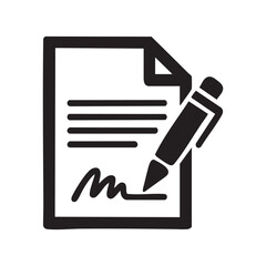 Business Agreement Document Icon Featuring Pen and Signature