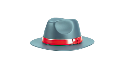 Stylish Fedora Hat with Red Band on White Background