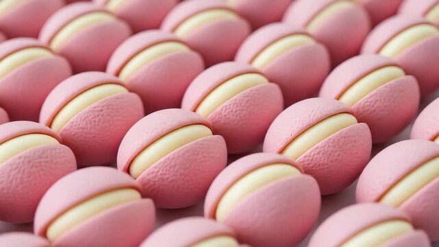 Seamless Pink Macarons Texture Loop for Bakery and Confectionery Design Assets