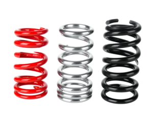 Three coiled steel springs in varying colors against a black background