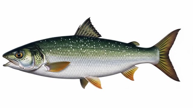 Animated fish collection showcasing detailed illustrations of silver speckled lake trout on a
