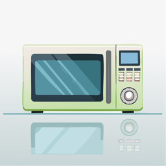 Green microwave oven on white background